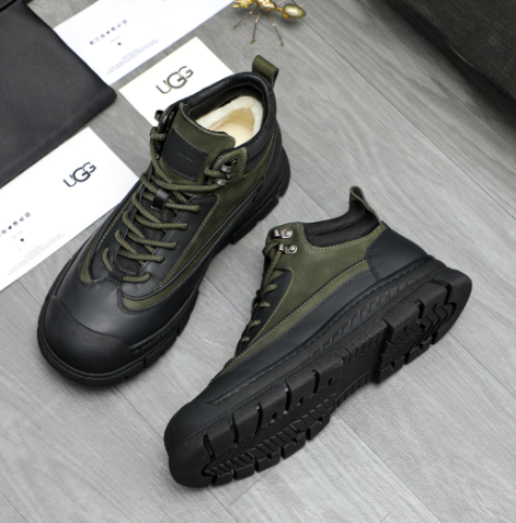 UGG Men's Leather Lace-Up Boot — Black/Olive