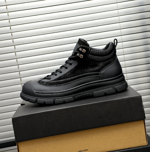 UGG Men's High-Top Leather Boot — Triple Black