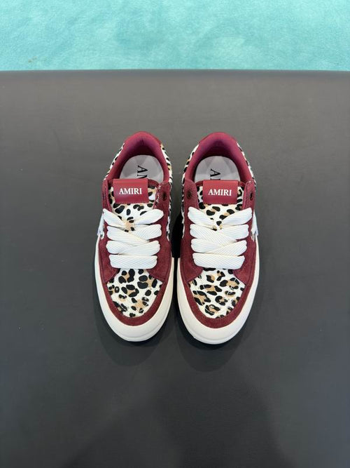 Amiri Stars Court Low-Top Sneaker – Burgundy/Leopard
