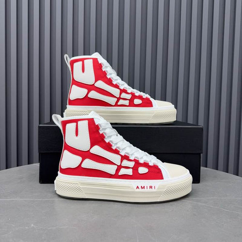 Amiri Skeleton High-Top Sneaker – Red/White