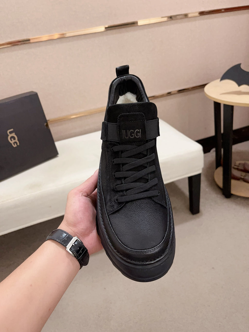 UGG Men's Low-Top Lug Sole Sneaker — Triple Black