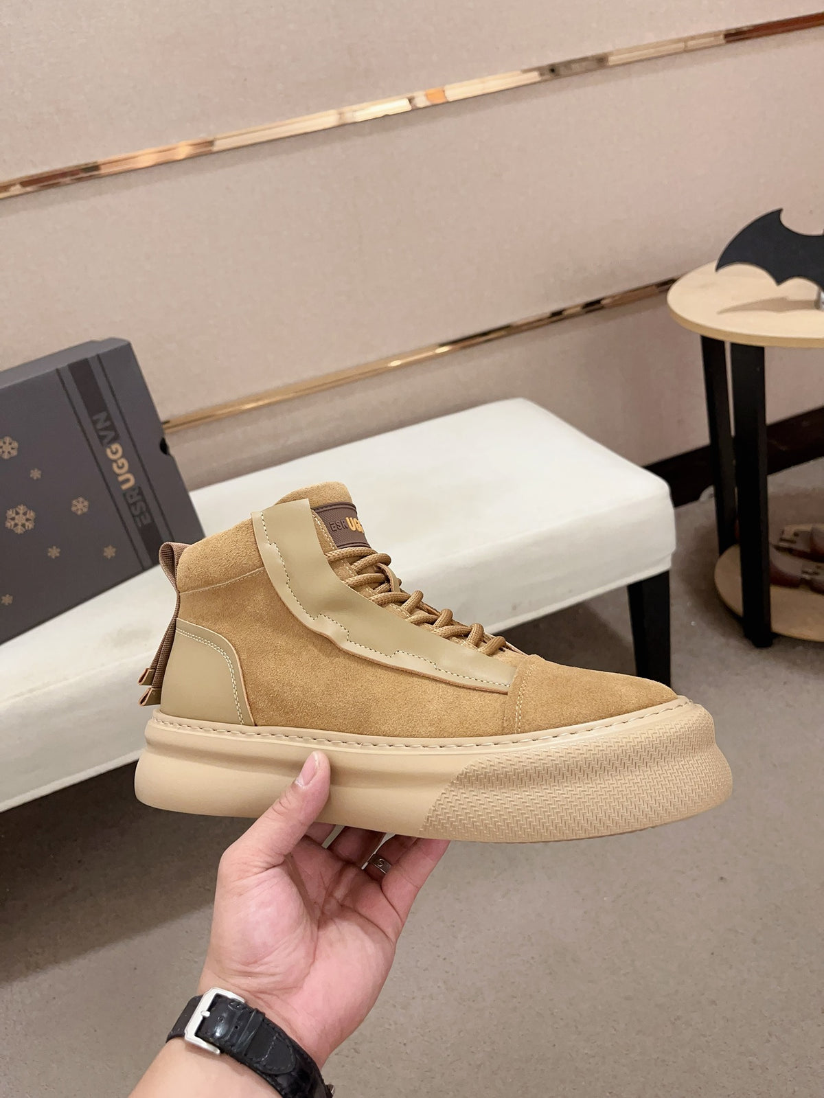 UGG Men's High-Top Platform Sneaker — Wheat / Cream