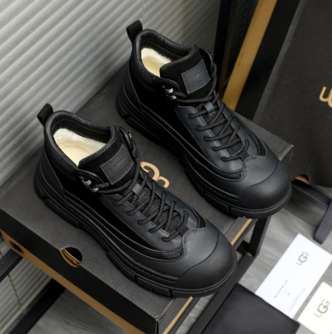 UGG Men's High-Top Leather Boot — Triple Black